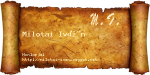Milotai Iván névjegykártya